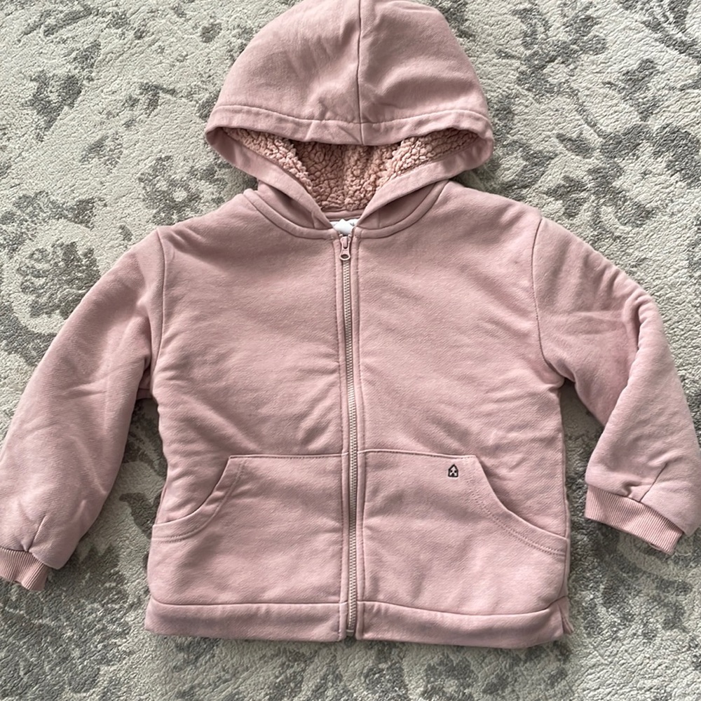 ZARA 4-5yrs zipup Sherpa hoodie sweatshirt dusty pink